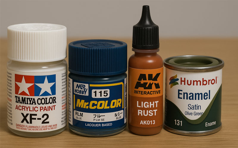 Range of model paints from Tamiya, Mr Color, AK Interactive and Humbrol