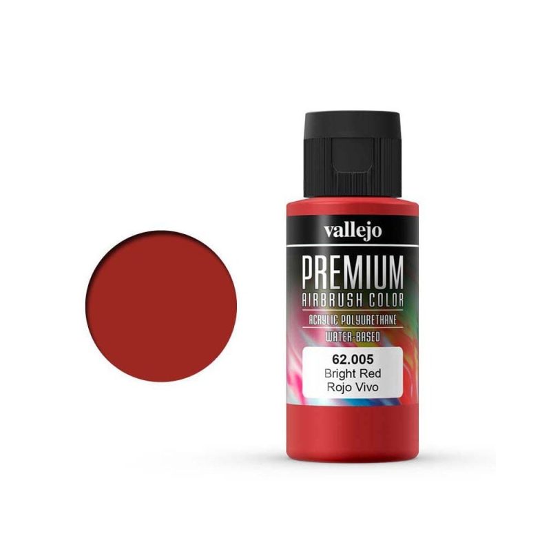Vallejo Premium Airbrush Color Bright Red (60ml) 62.005