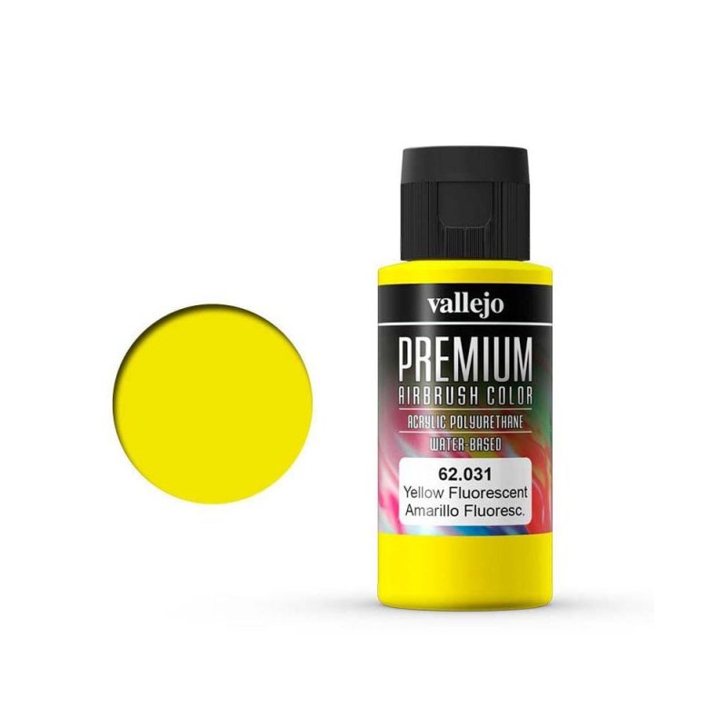 Vallejo Premium Airbrush Color Fluorescent Yellow (60ml) 62.031
