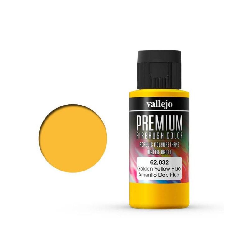 Vallejo Premium Airbrush Color Yellow Fluorescent (60ml) 62.032