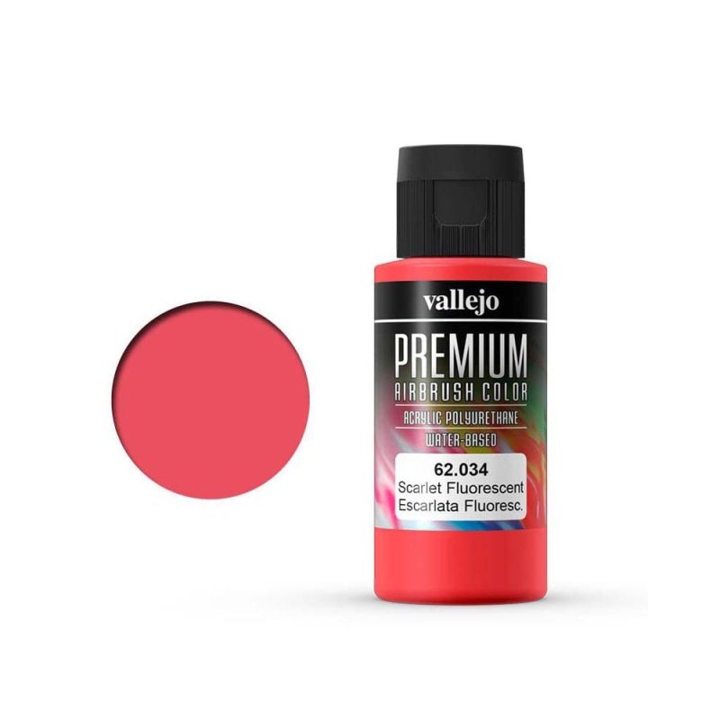 Vallejo Premium Airbrush Color Scarlet Fluorescent (60ml) 62.034