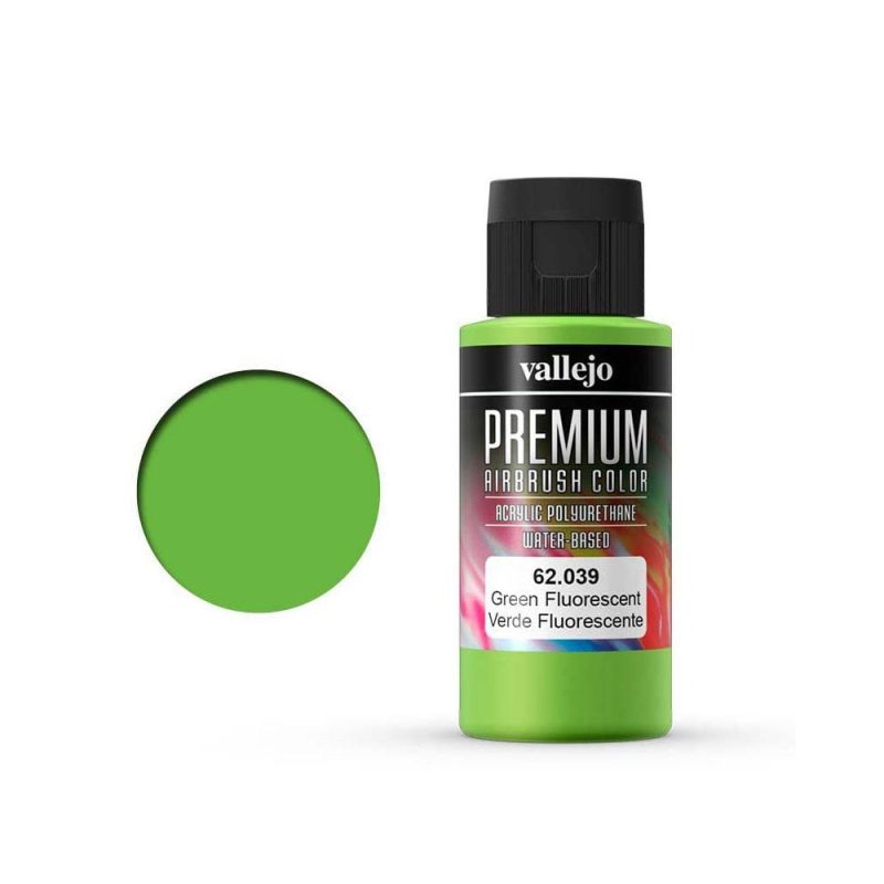 Vallejo Premium Airbrush Color Green Fluorescent (60ml) 62.039