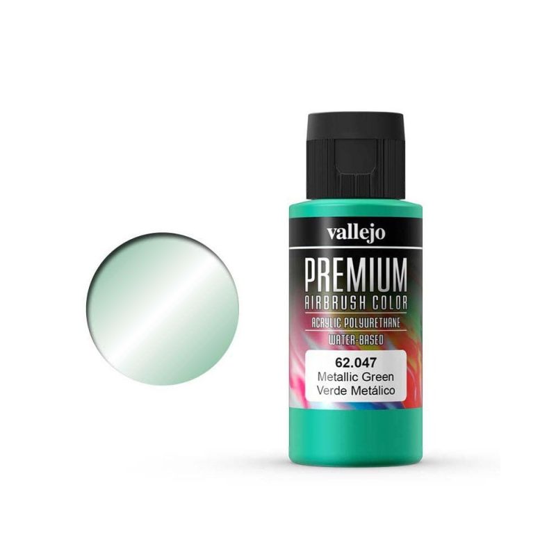 Vallejo Premium Airbrush Color Metallic Green (60ml) 62.047