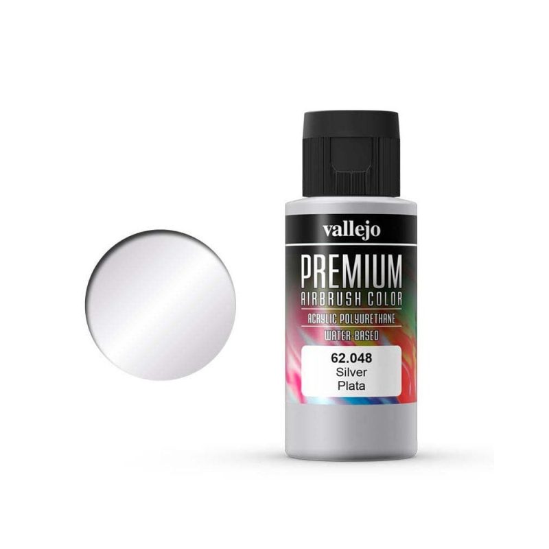 Vallejo Premium Airbrush Color Silver (60ml) 62.048