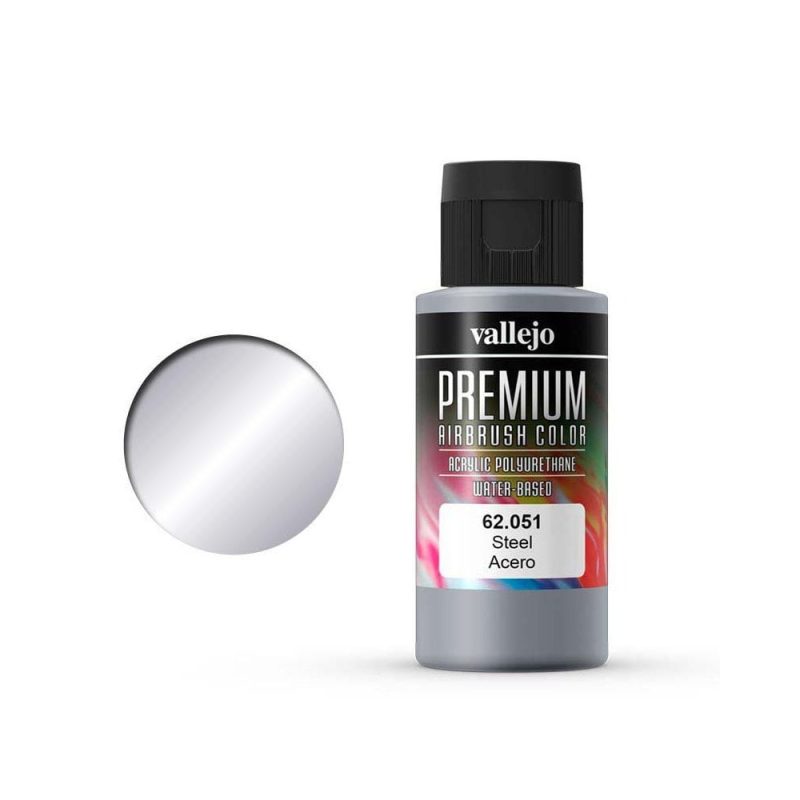 Vallejo Premium Airbrush Color Steel (60ml) 62.051