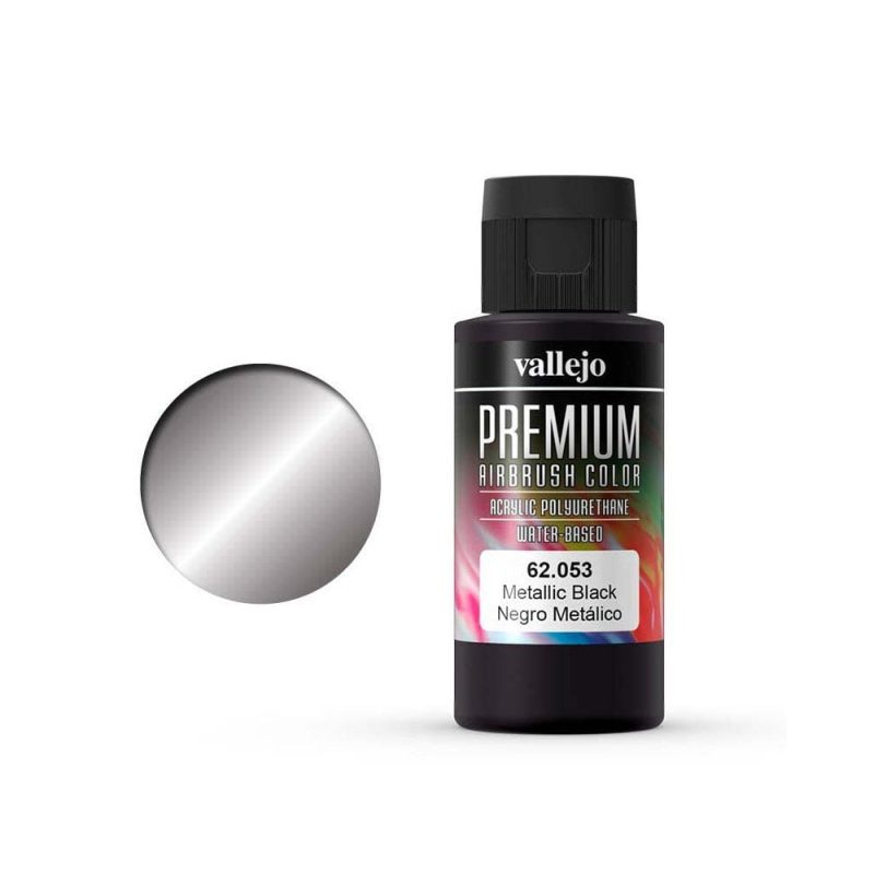 Vallejo Premium Airbrush Color Metallic Black (60ml) 62.053