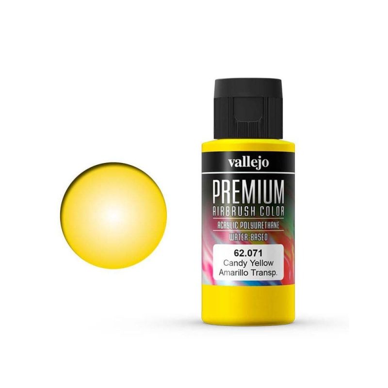 Vallejo Premium Airbrush Color Candy Yellow (60ml) 62.071