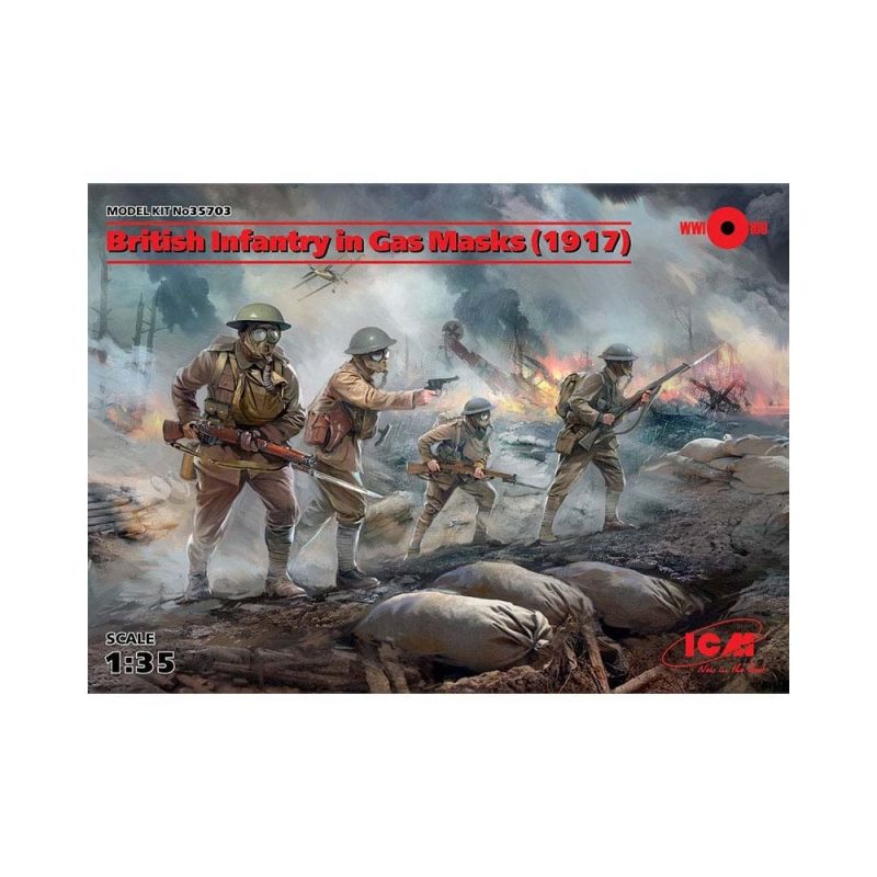 1/35 British Infantry in Gas Masks (1917) 4 Figs ICM 35703