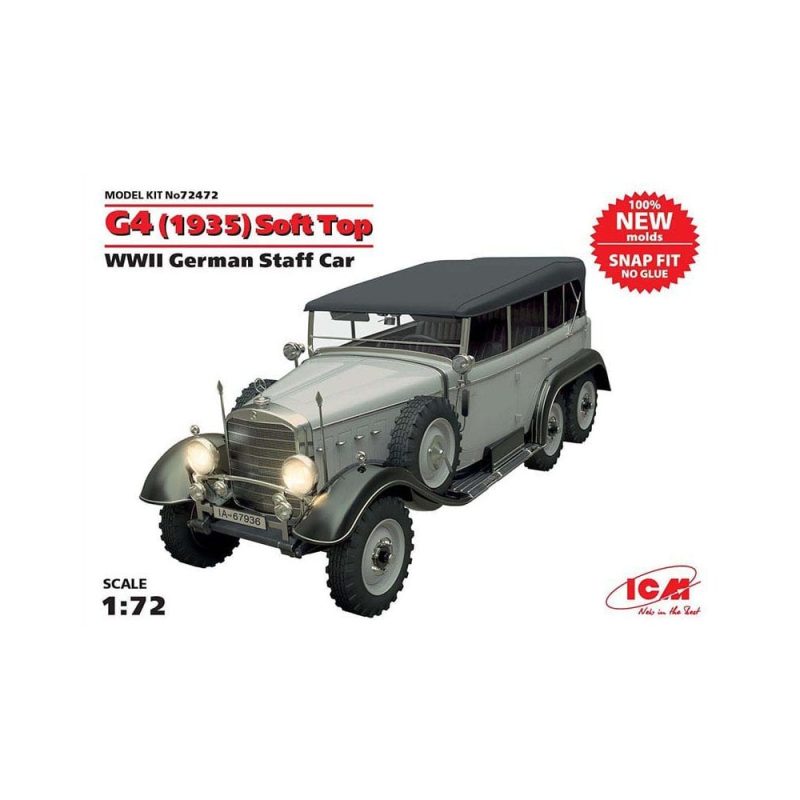 1/72 G4 (1935) Soft Top WWII DE Staff Car (Snap fit) ICM 72472