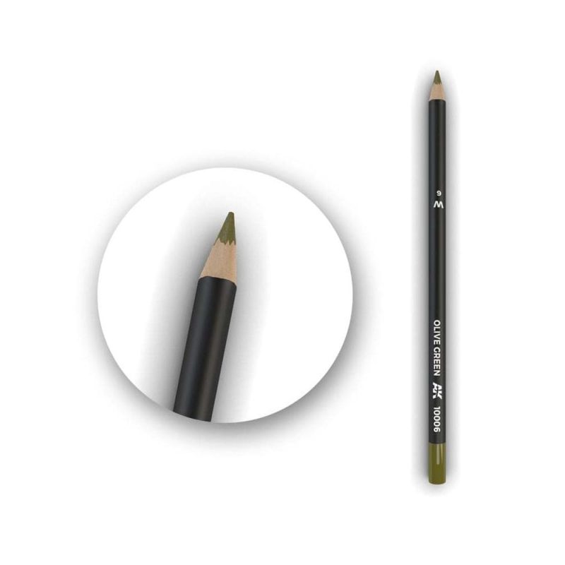 AK Interactive Watercolor Weathering Pencil Olive Green AK-10006