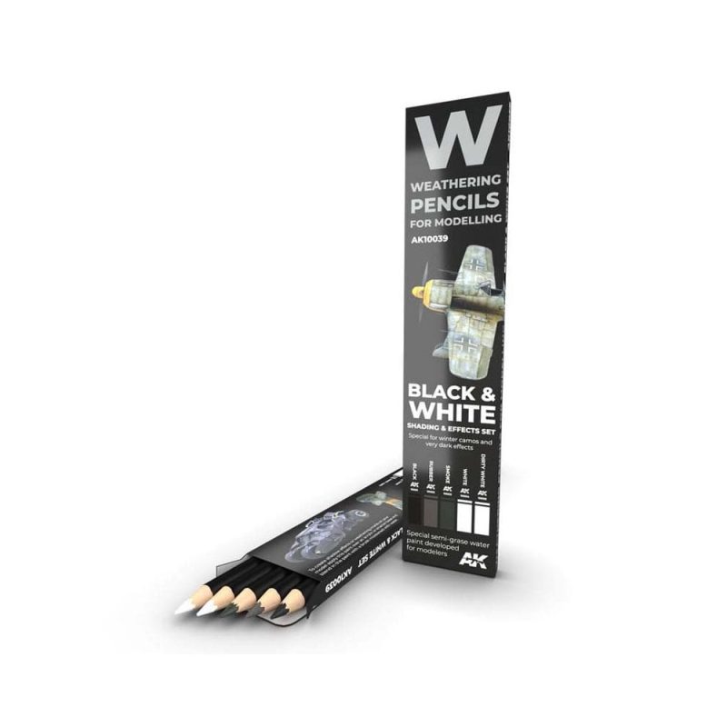 AK Interactive Weathering Pencil Set Black And White AK-10039