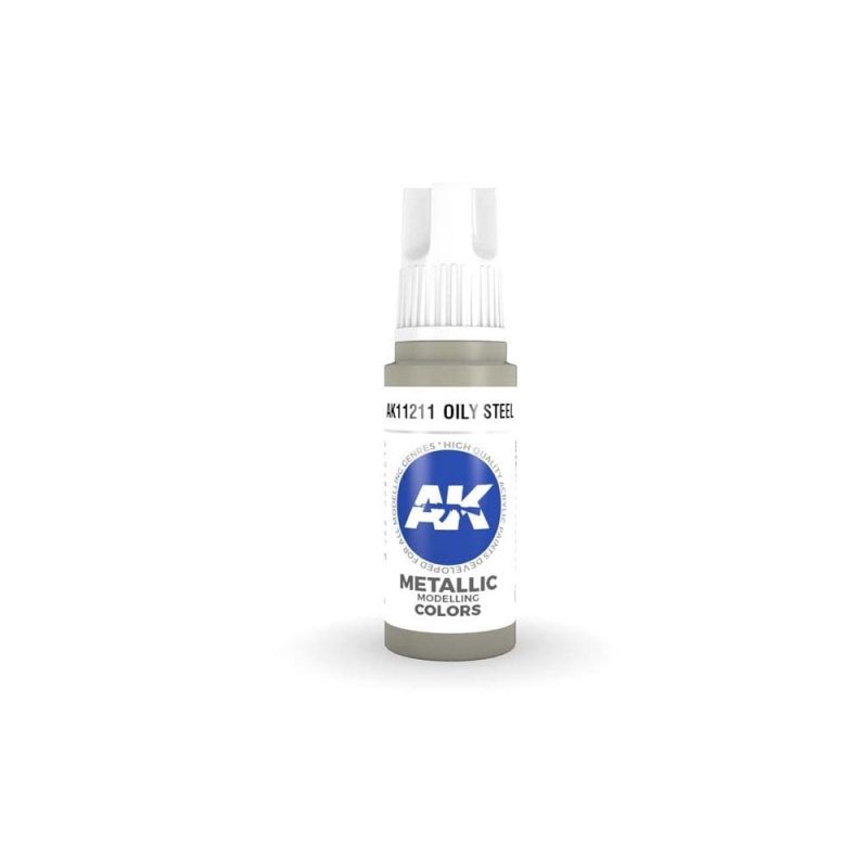 AK Interactive Oily Steel 3rd Gen Acrylic (17ml) AK-11211