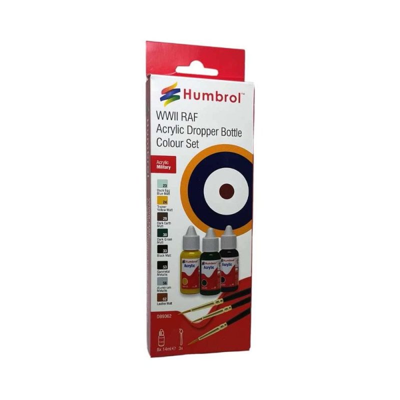 Humbrol Acrylic Paint & Brush RAF WWII Colours Set DB9062