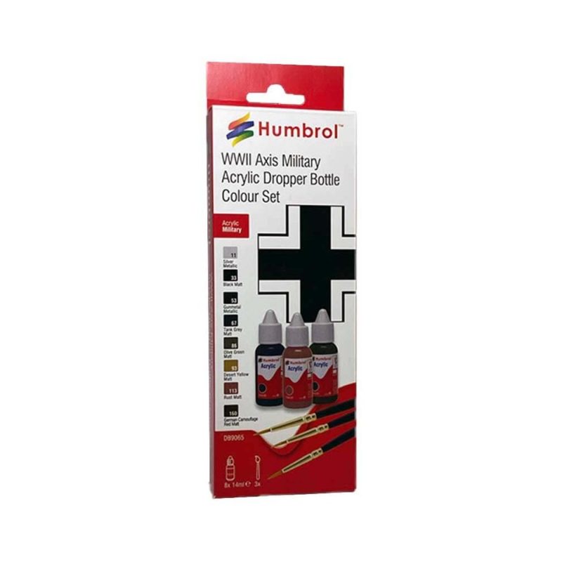 Humbrol Acrylic Paint & Brush WWII AXIS Military Colours Set DB9065