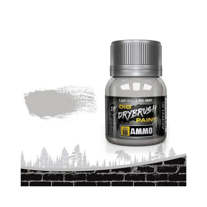 40ml Light Grey Dio Dry Brush Paint Ammo A.MIG-0601