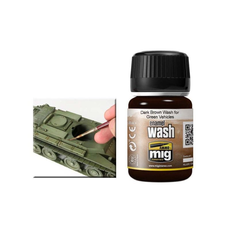 35ml Dark Brown Wash For Green Vehicles Ammo A.MIG-1005