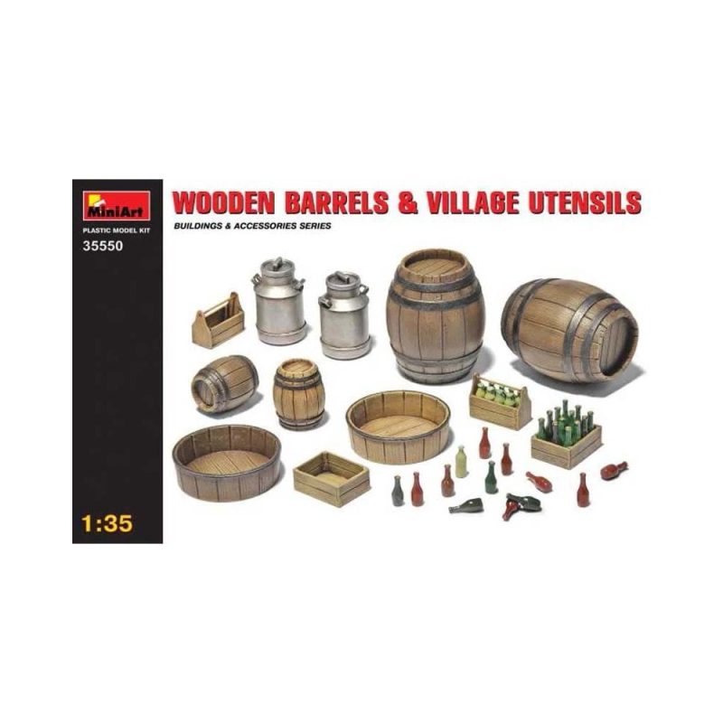 Miniart Wooden Barrels & Village Utensils (1/35) 35550