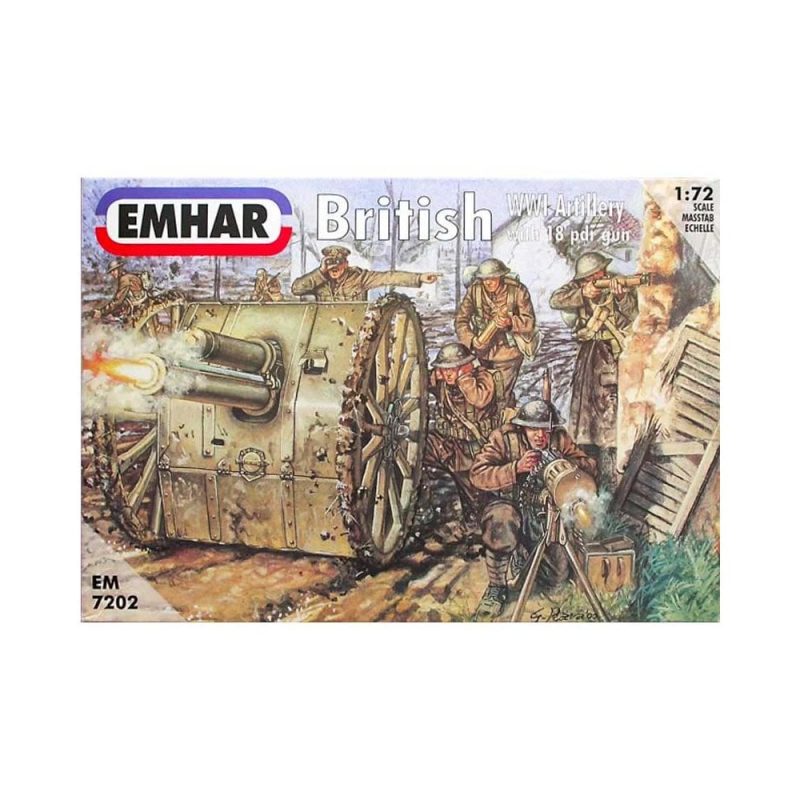1/72 British Artillery WWI Figures & 18lb Gun Emhar EM7202