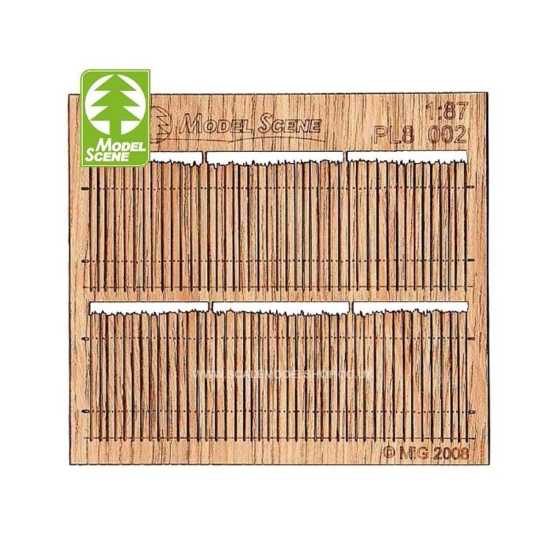 1/87 - HO Wooden Fences - Rough Cut Cedar Privacy Ii. Model Scene PL8-003