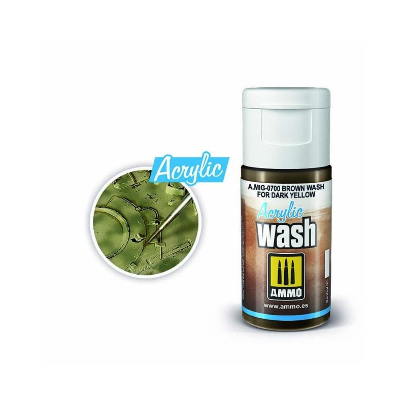 ACRYLIC WASH Brown Wash for Dark Yellow Ammo A.MIG-0700