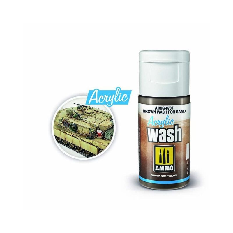 ACRYLIC WASH Brown Wash for Sand Ammo A.MIG-0707