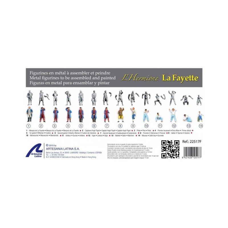 1/89 Set of 14 Metal Figures French Navy Artesania Latina 22517F