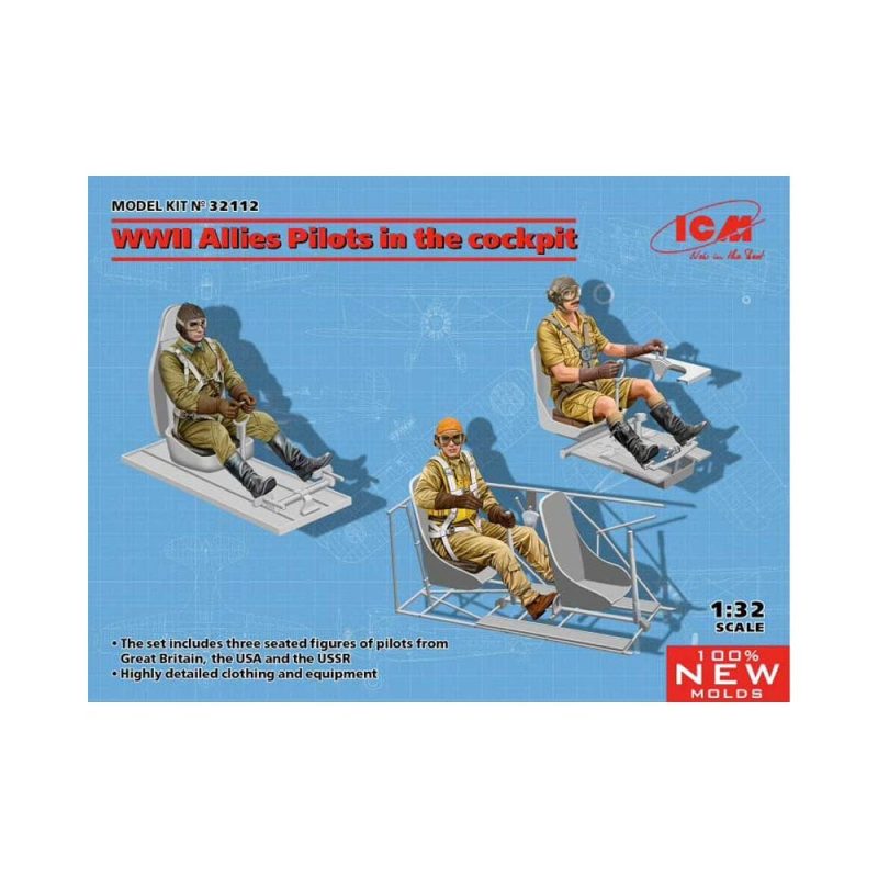 1/32 WWII Allies Pilots in the Cockpit (GB, US, RU) ICM 32112