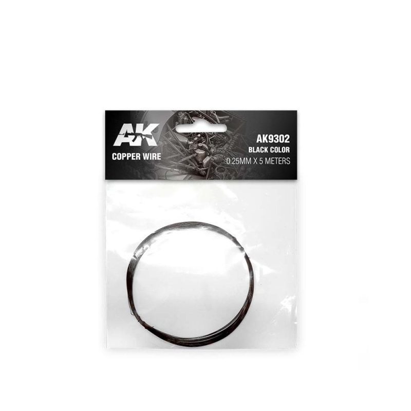 AK Interactive Copper Wire 0.25mm x 5 Meters Black Color AK-9302