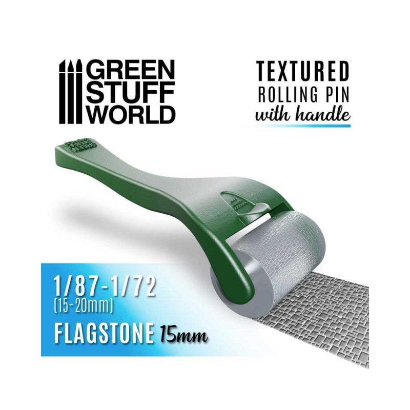 Green Stuff World - Rolling Pin With Handle - Flagstone (15mm)