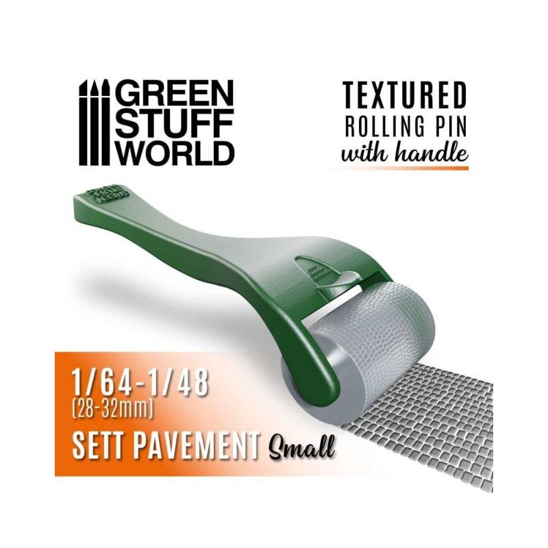 Green Stuff World - Rolling Pin With Handle - Sett Pavement Small