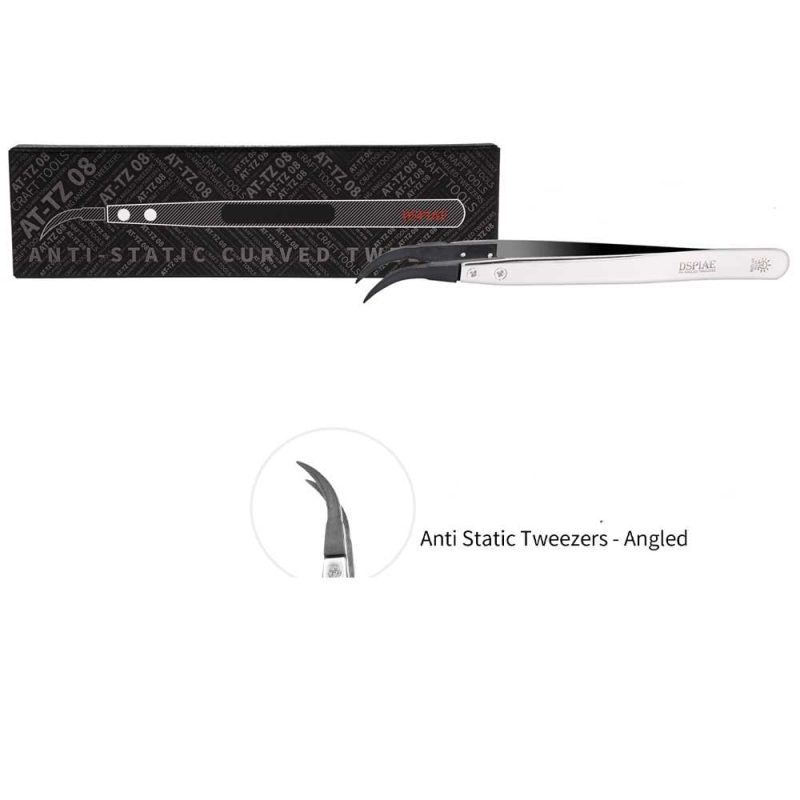 DSPIAE Anti-Static Tweezers - Angled AT-TZ08