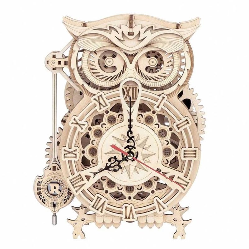 Owl Clock Mechanical Gears 3D Wooden Puzzle Robotime LK503
