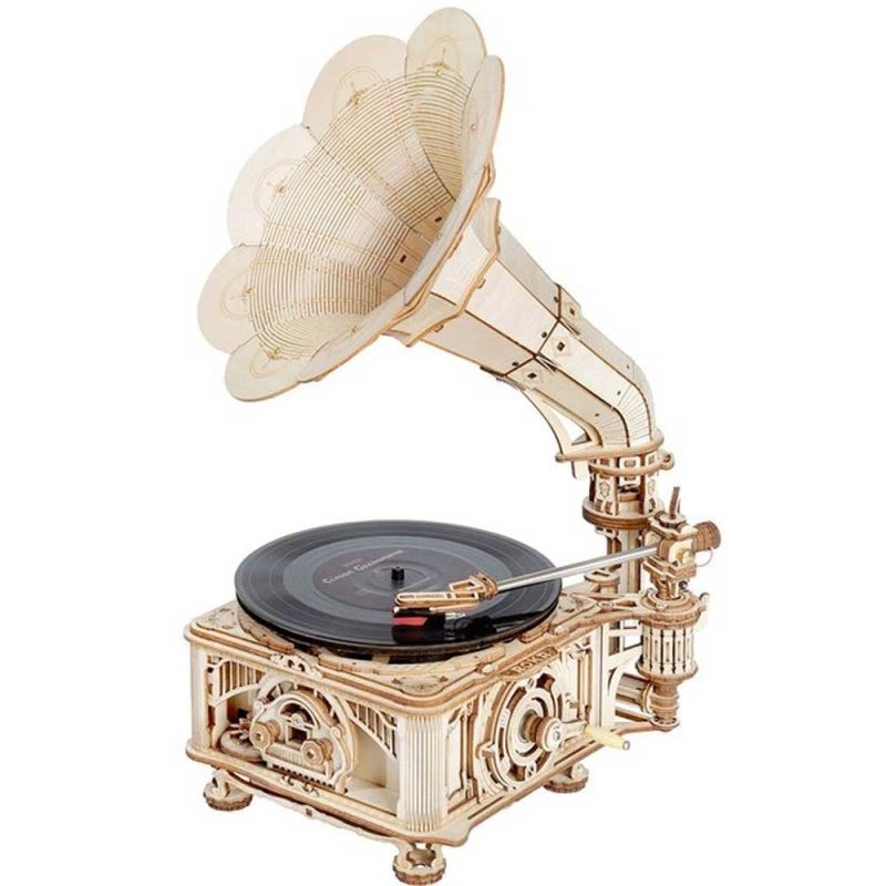 Classic Gramophone 3D Wooden Puzzle (Electric Version) Robotime LKB01D