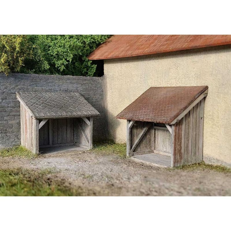 Two sheds to the wall (H0 kit) Model Scene 98514