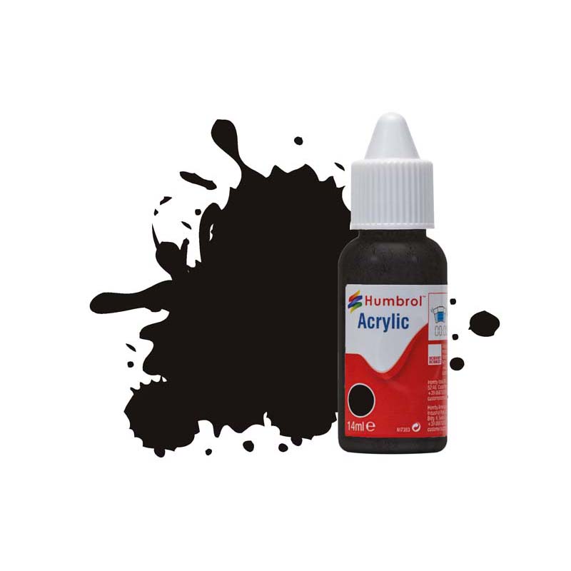 Humbrol Acrylic No 201 Black Metallic (14ml) DB0201