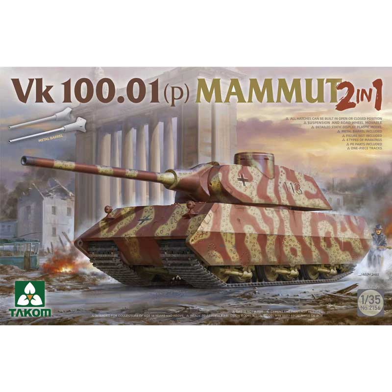 1/35 German Vk 100.01 (P) Mammut WWII Concept Heavy Tank 2-In-1 02156 Takom