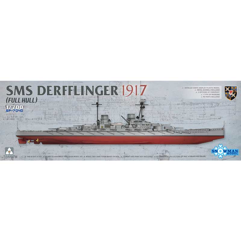 Takom SMS Derfflinger 1917 (full hull) w/ metal barrels (1/700) SP7040