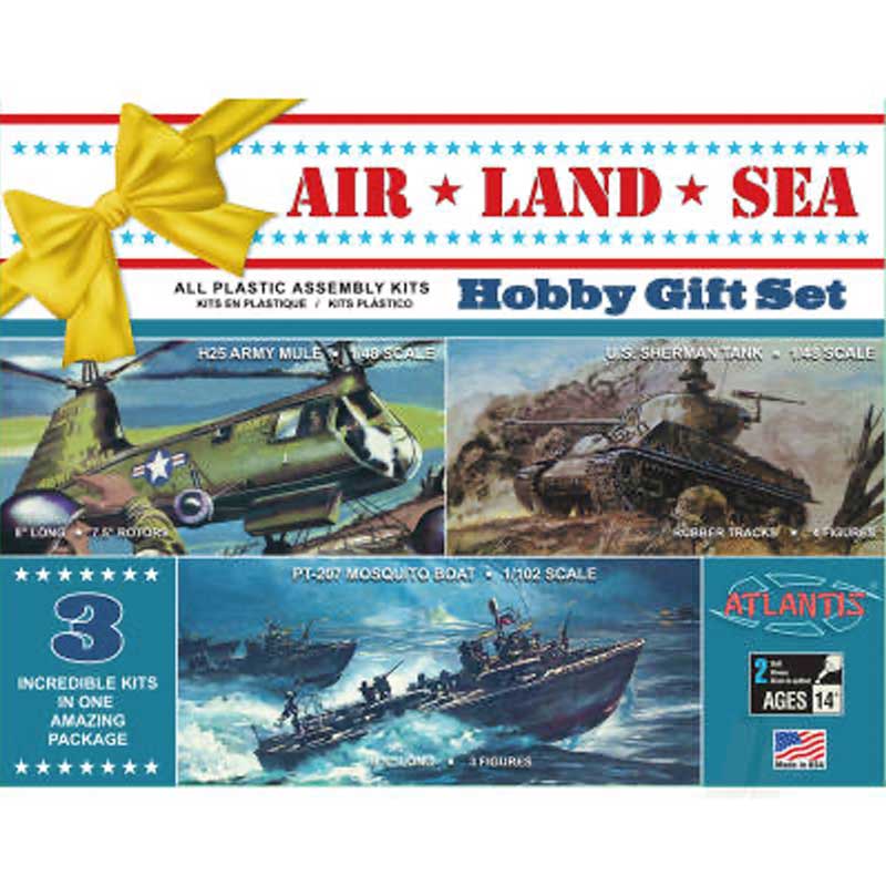 US Navy Air, Land & Sea Sherman Tank, HUP-2, PT Boat C9001 Atlantis Models