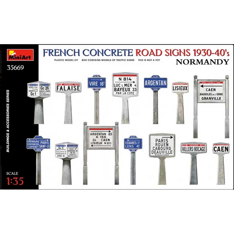 Miniart French Concrete Road Signs 1930-40s Normandy (1/35) 35669