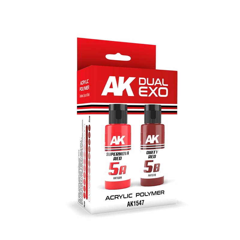AK Interactive Dual Exo Set 5  5A Supernova Red & 5B Dirty Red AK-1547