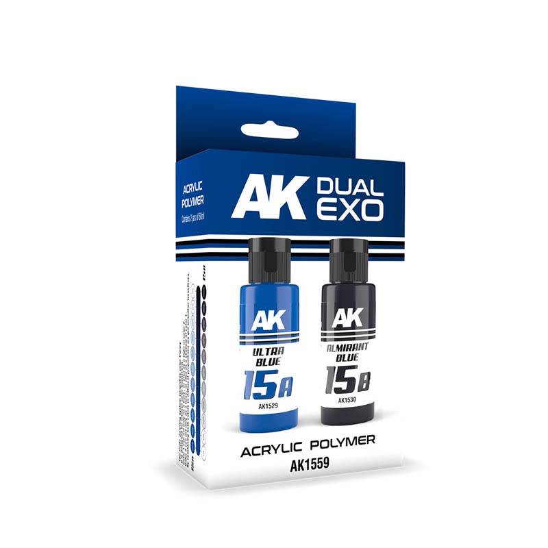 AK Interactive Dual Exo Set 15  15A Ultra Blue & 15B Almirant Blue AK-1559