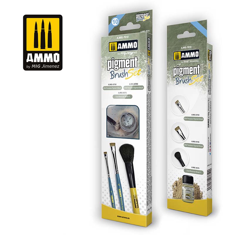 Pigment Brushes Set A.MIG-7610 Ammo
