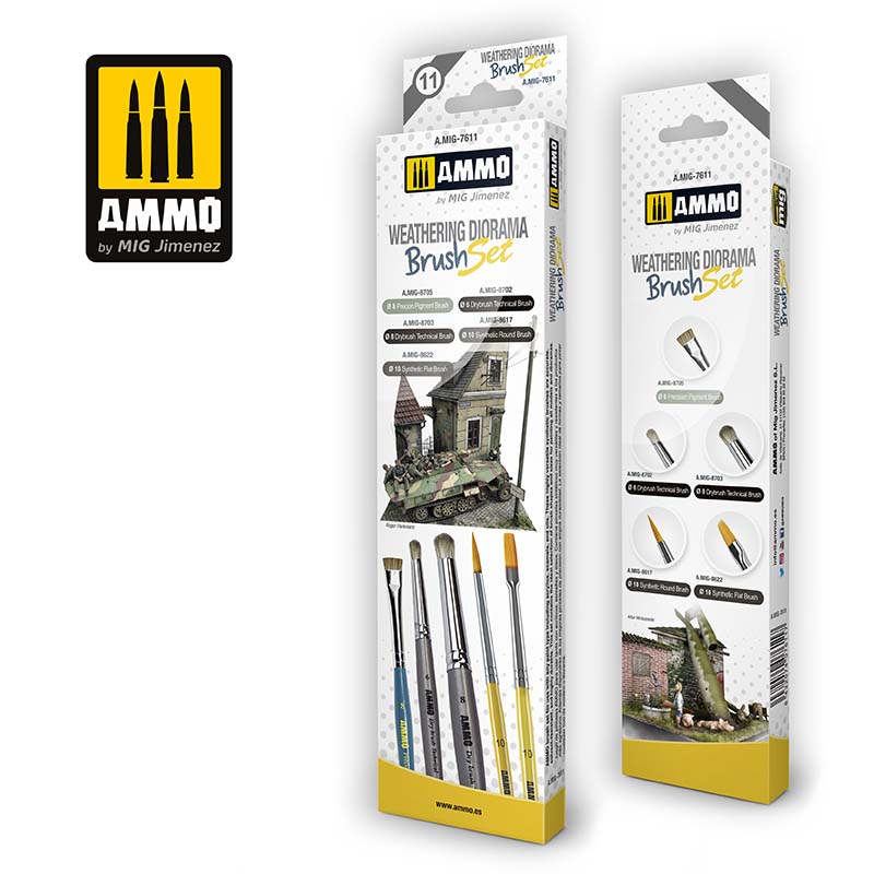 Brushes For Weathering Diorama A.MIG-7611 Ammo