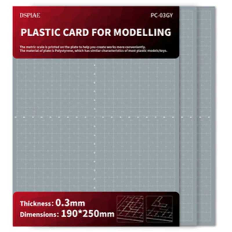 DSPIAE 3x 0.3mm Plastic Card For Modelling PC-03GY