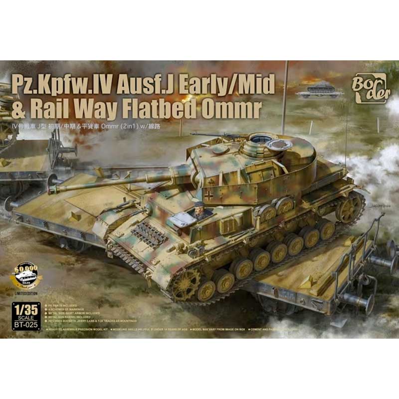Border Model Pz.Kpfw IV Ausf.J & Ommr Rail Flatbed (1/35) BT-025