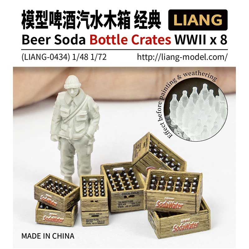 Beer Soda Bottle  Crates WWII x 8 (Scale 1/48  1/72) 0434 Liang