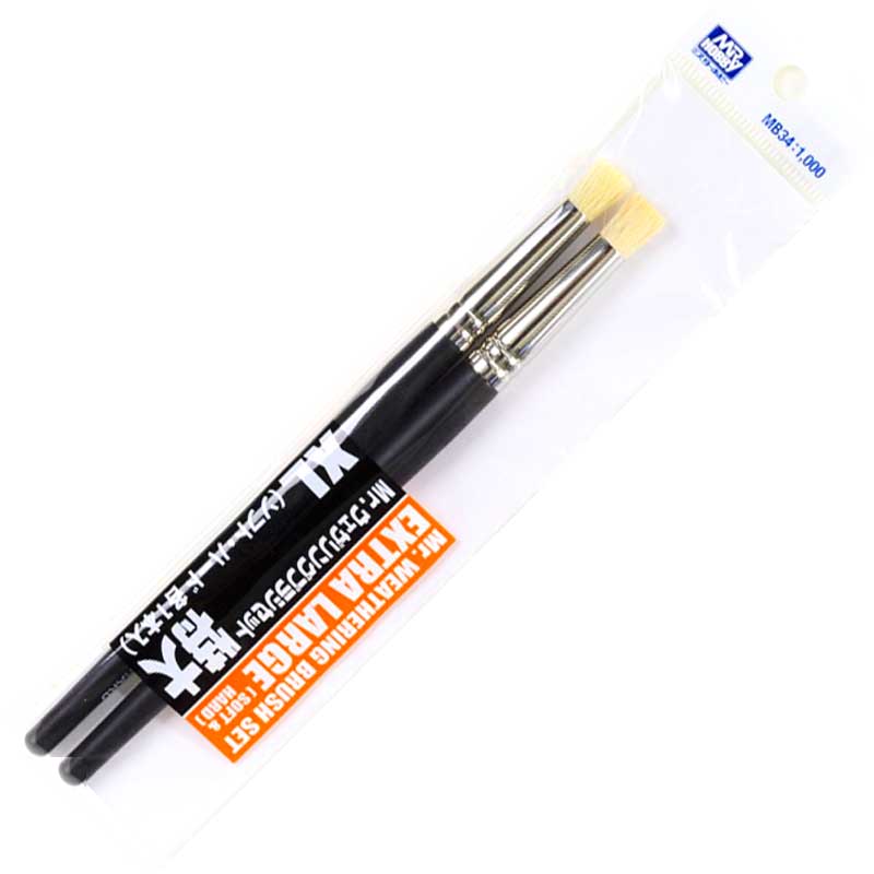 Mr Hobby - Mr Weathering Brush Set - Extra Large (Soft & Hard) | MB34