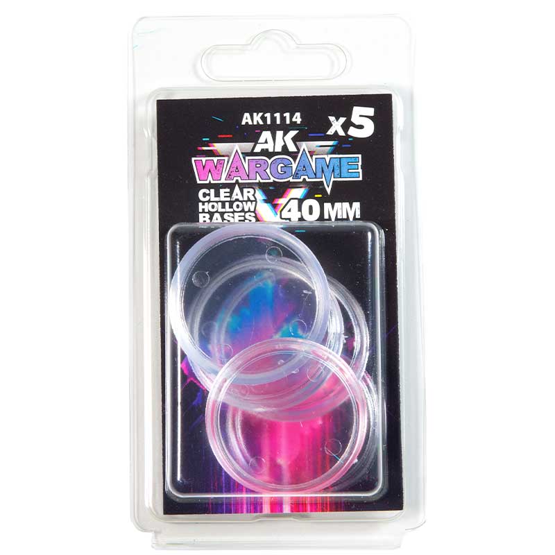 AK Interactive Clear Hollow Base 40mm - 5 Units AK-1114