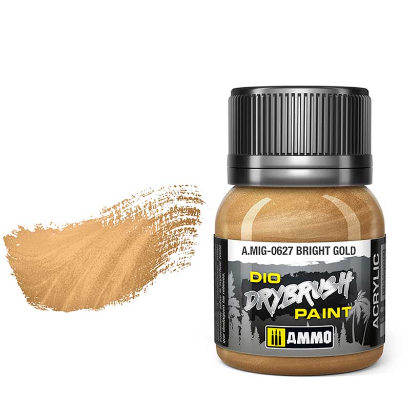 40ml Bright Gold Dio Dry Brush Paint A.MIG-0627 Ammo
