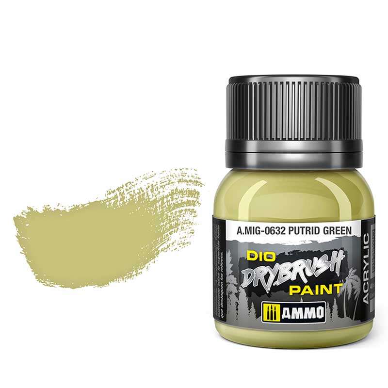 40ml Putrid Green Dio Dry Brush Paint A.MIG-0632 Ammo